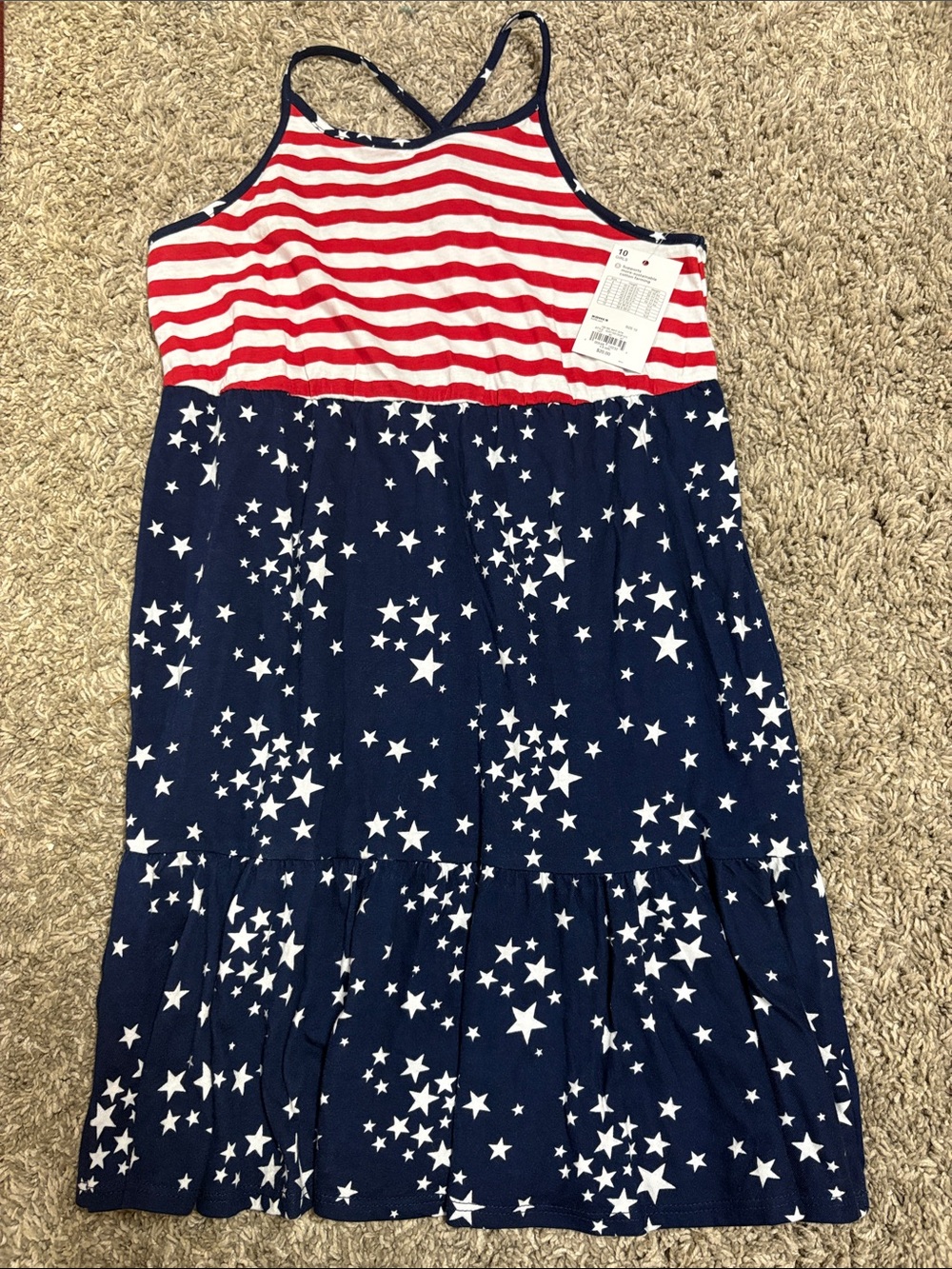 Kohl's Red White Navy Star & Stripe Girls Sundress size 10 NWT American dress
